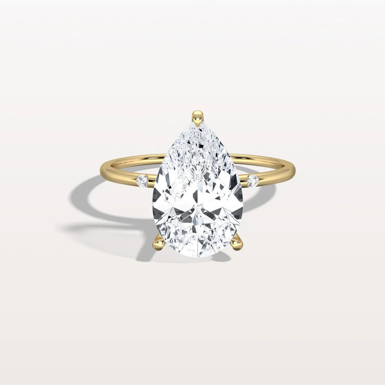 3CT Lab Grown Pear Engagement Ring with Hidden Halo - Rings