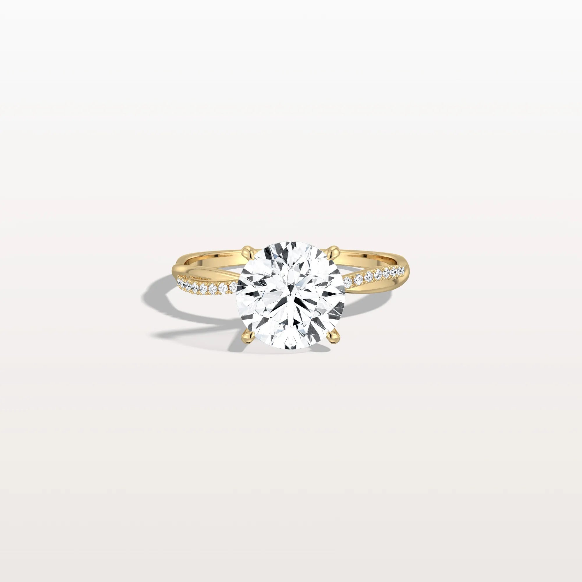 2CT Twisted Engagement Ring with Round Lab Grown Diamond - Rings