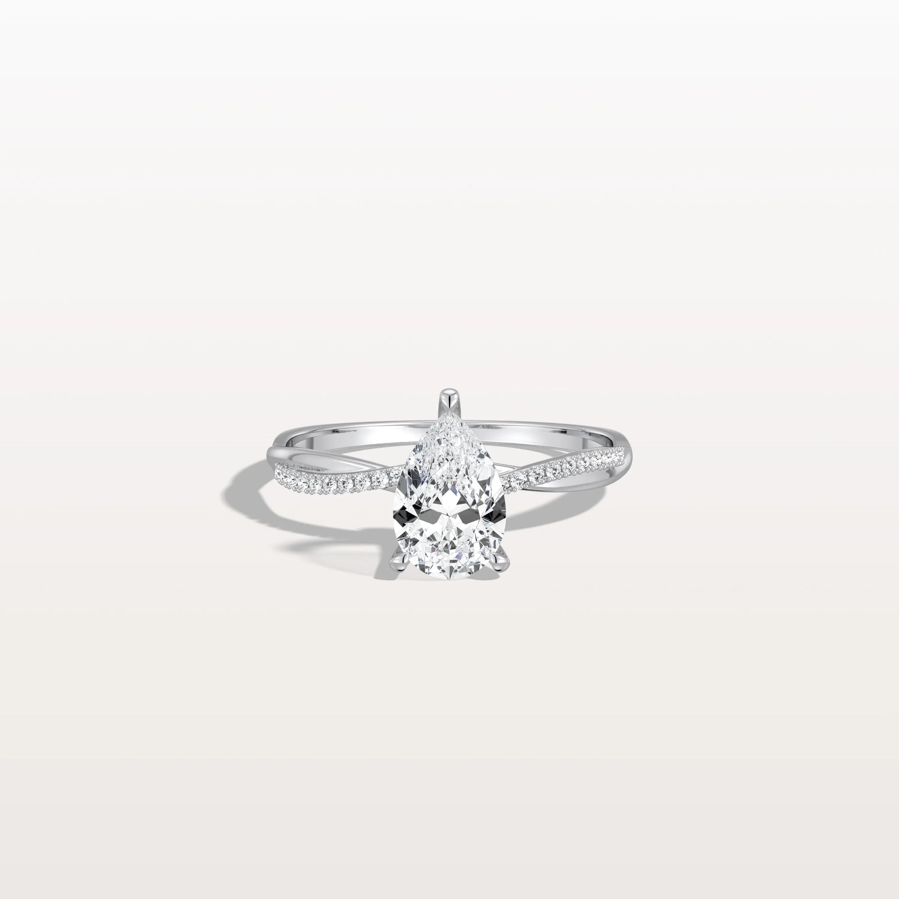 1CT Pear Lab Diamond Engagement Ring–Twisted 14K Gold Band - Rings