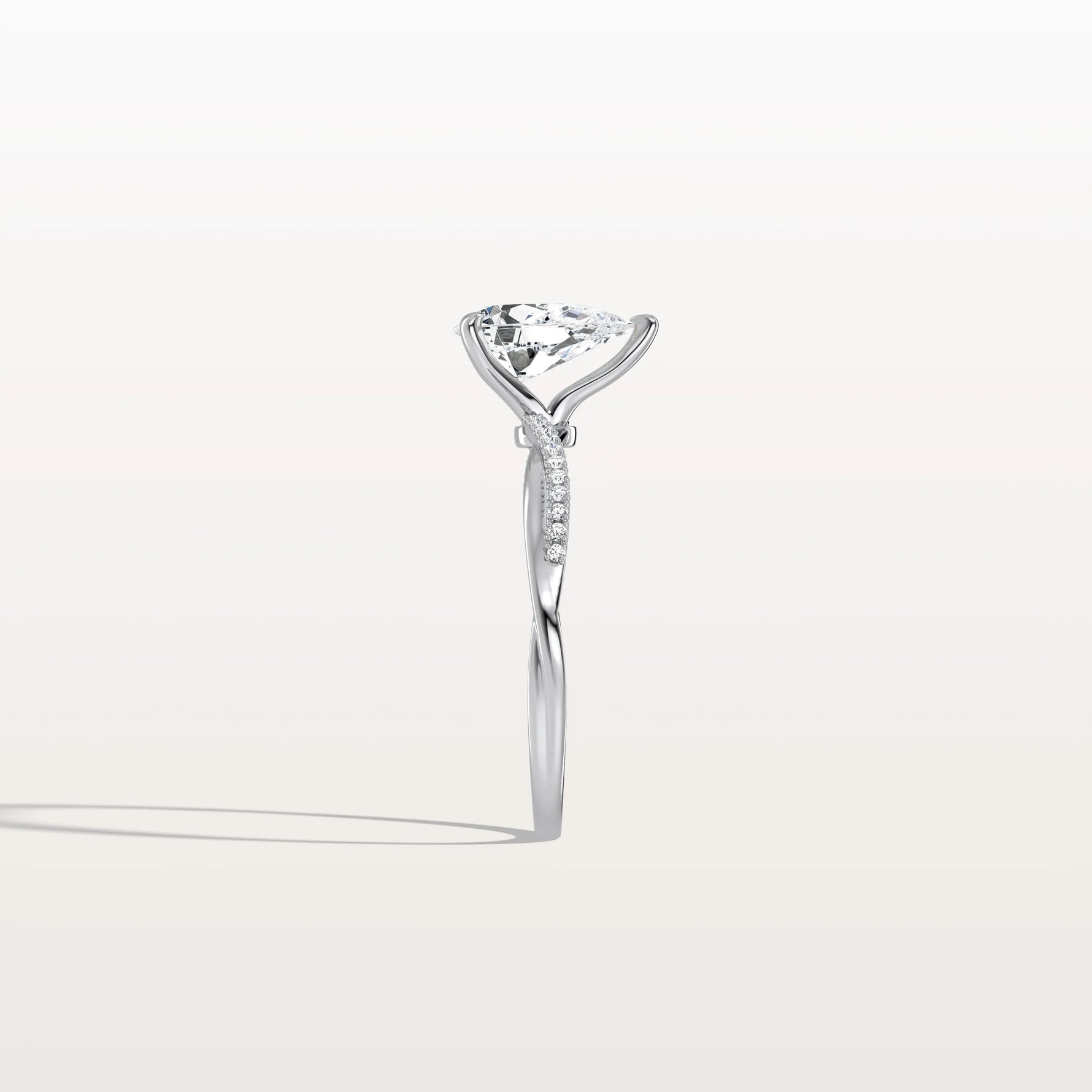 1CT Pear Lab Diamond Engagement Ring–Twisted 14K Gold Band - Rings