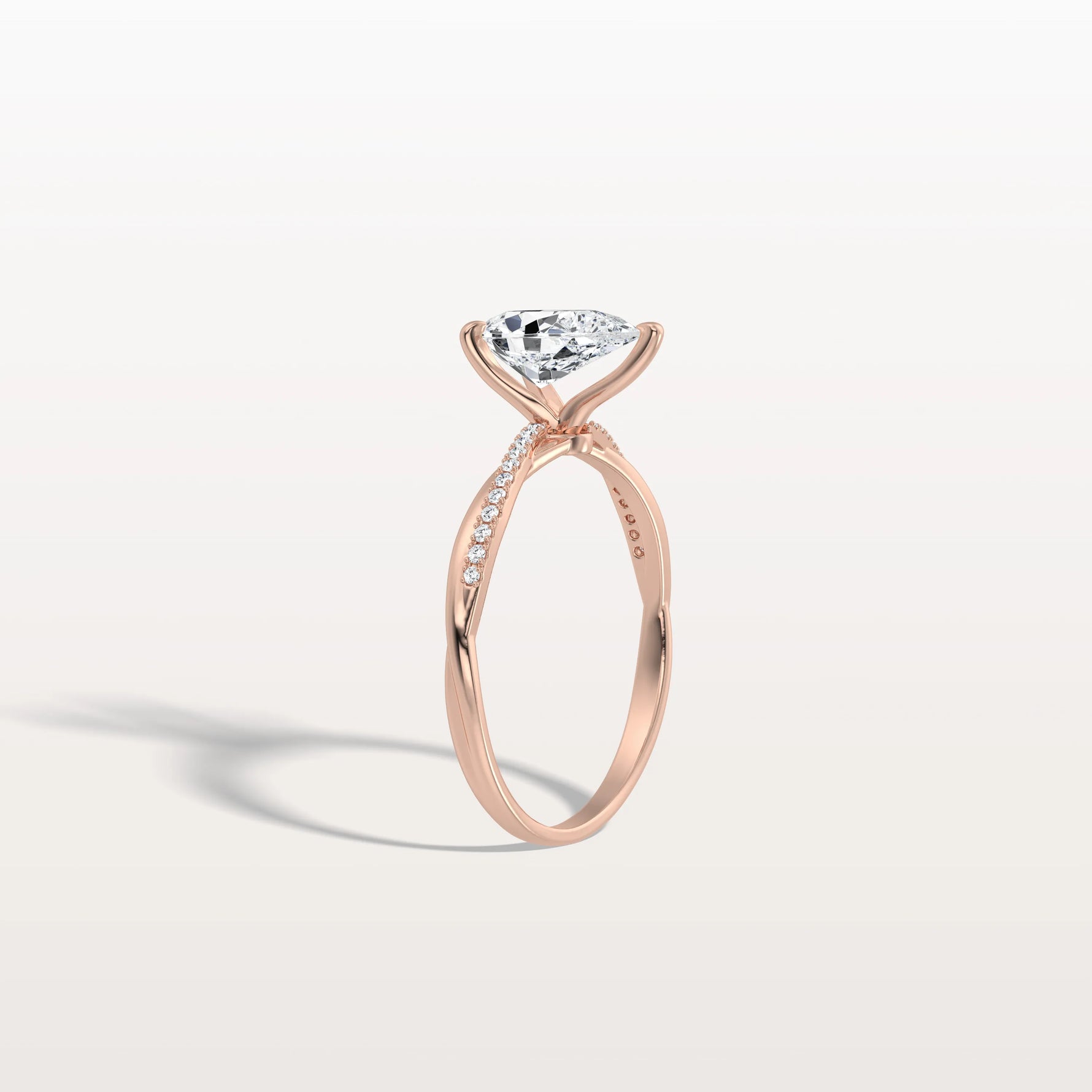 1CT Pear Lab Diamond Engagement Ring–Twisted 14K Gold Band - Rings
