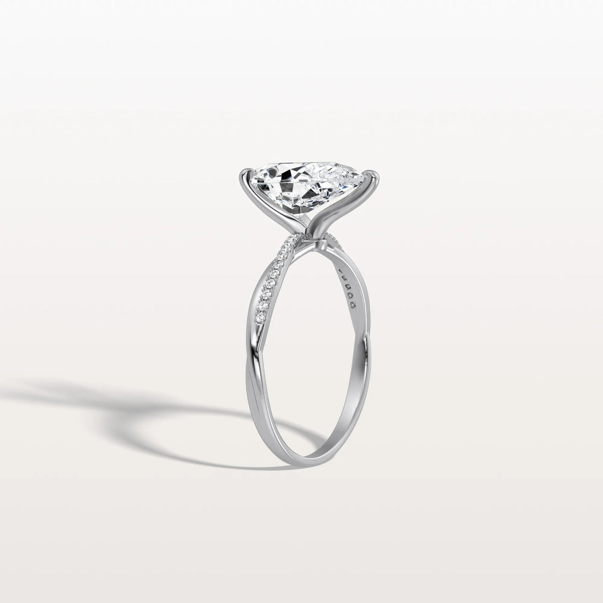 2CT Pear Lab Diamond Engagement Ring–Twisted 14K Gold Band - Rings