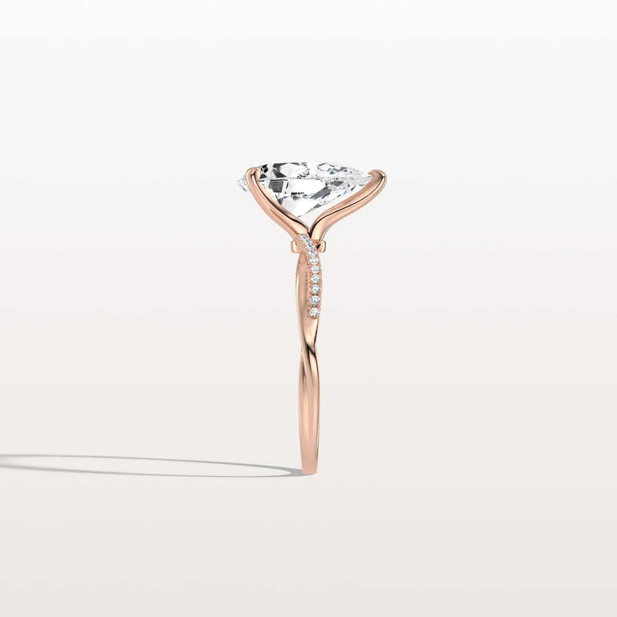 2CT Pear Lab Diamond Engagement Ring–Twisted 14K Gold Band - Rings