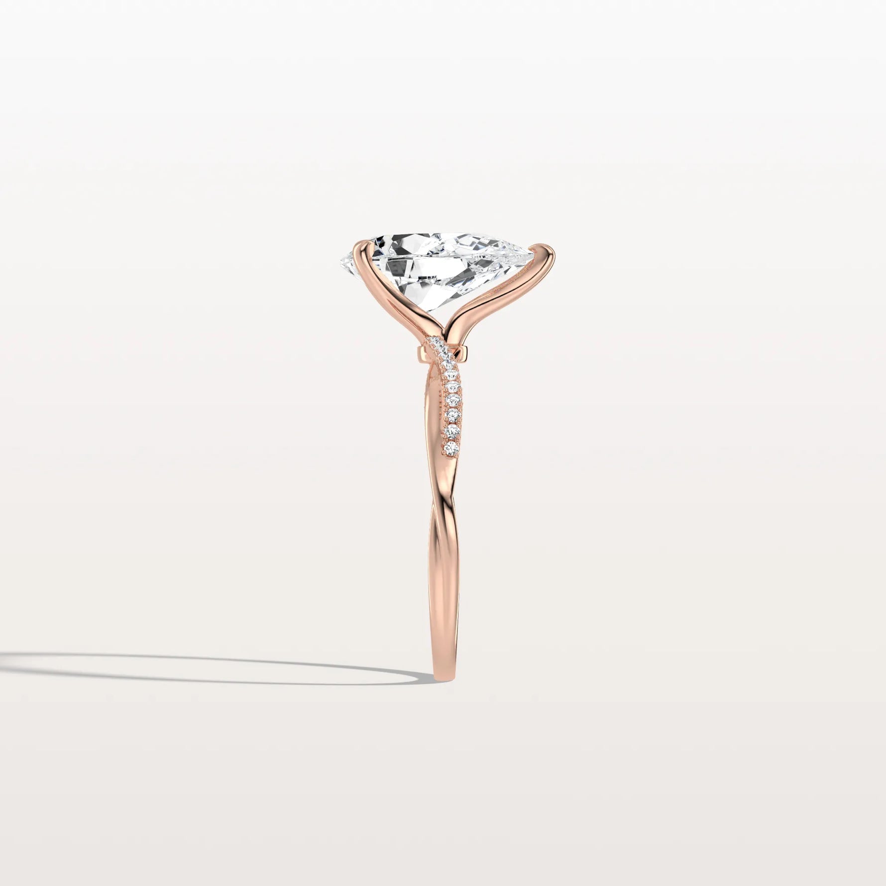 2CT Pear Lab Diamond Engagement Ring–Twisted 14K Gold Band - Rings