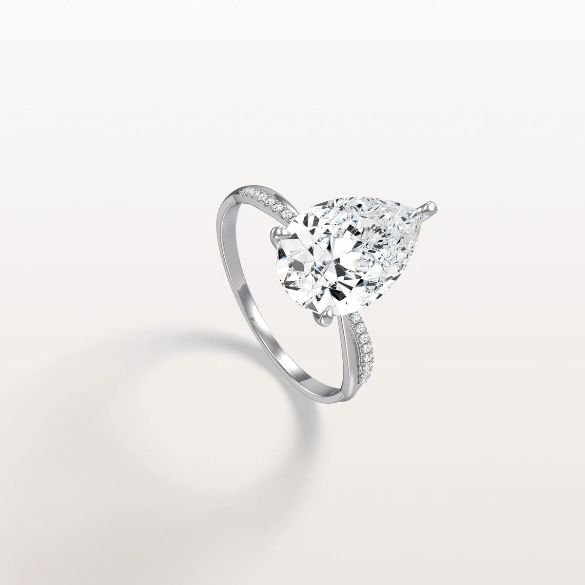 3CT Pear Lab Diamond Engagement Ring–Twisted 14K Gold Band - Rings