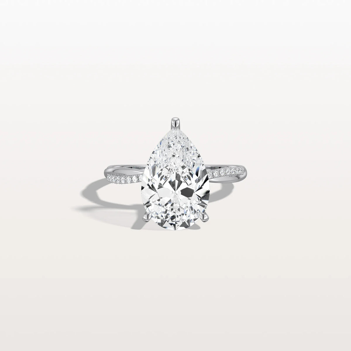 3CT Pear Lab Diamond Engagement Ring–Twisted 14K Gold Band - Rings