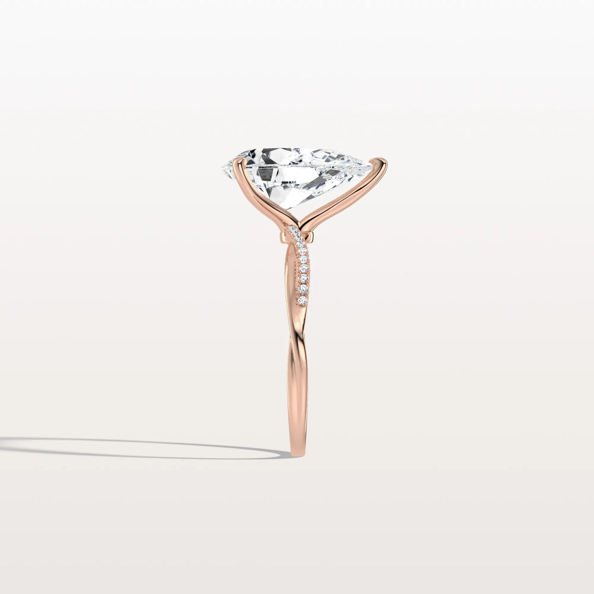 3CT Pear Lab Diamond Engagement Ring–Twisted 14K Gold Band - Rings