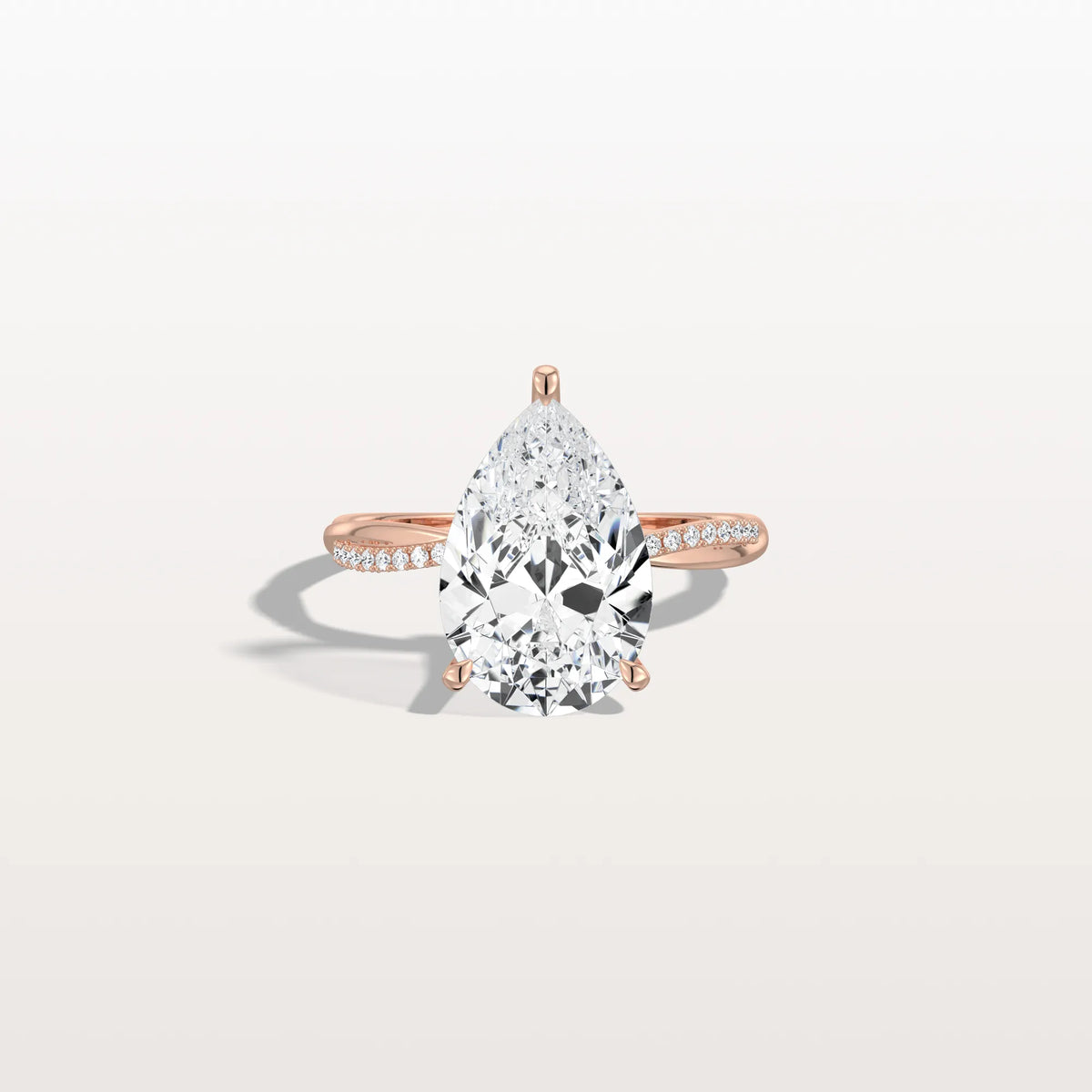 3CT Pear Lab Diamond Engagement Ring–Twisted 14K Gold Band - Rings