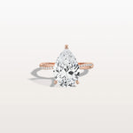 3CT Pear Lab Diamond Engagement Ring–Twisted 14K Gold Band - Rings