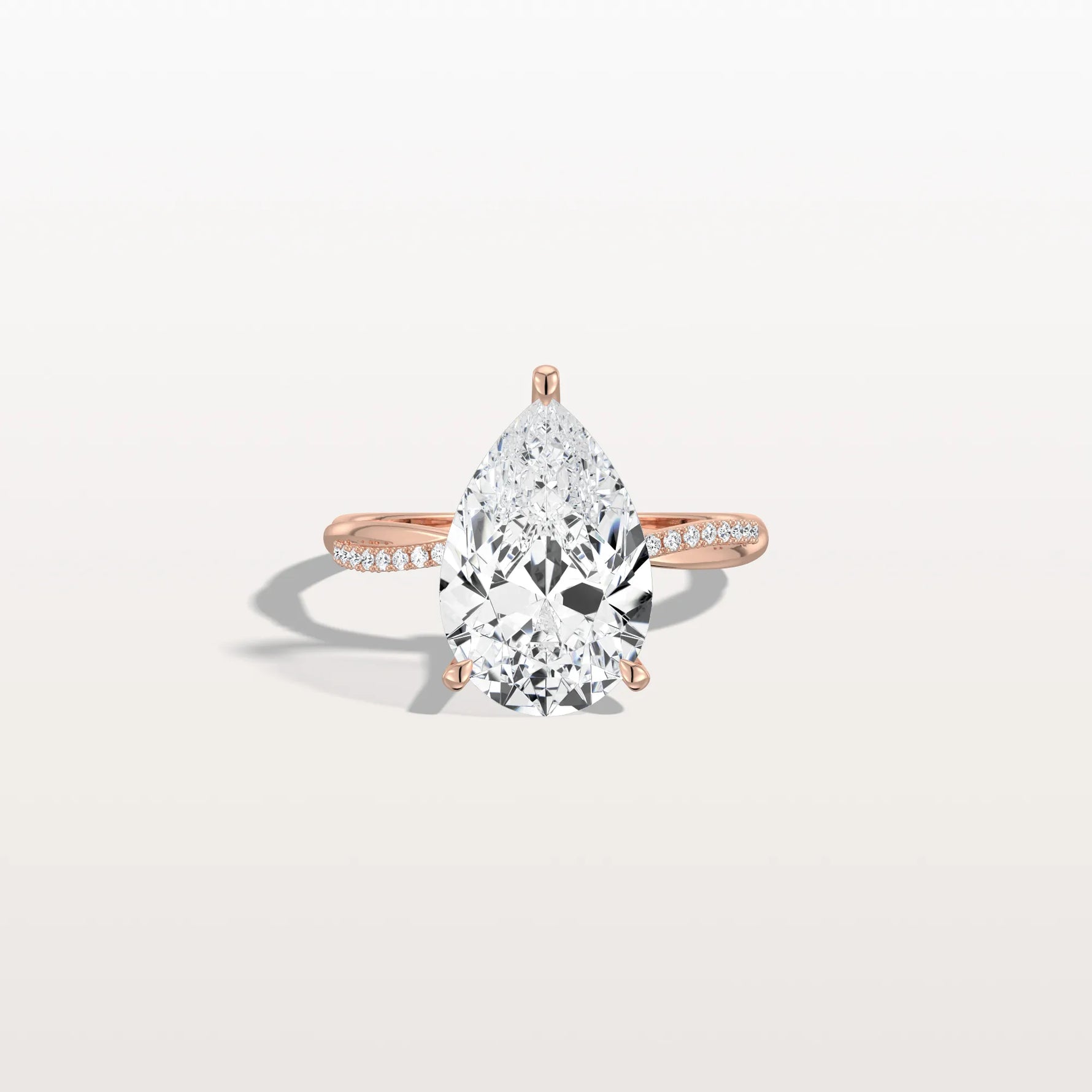 3CT Pear Lab Diamond Engagement Ring–Twisted 14K Gold Band - Rings