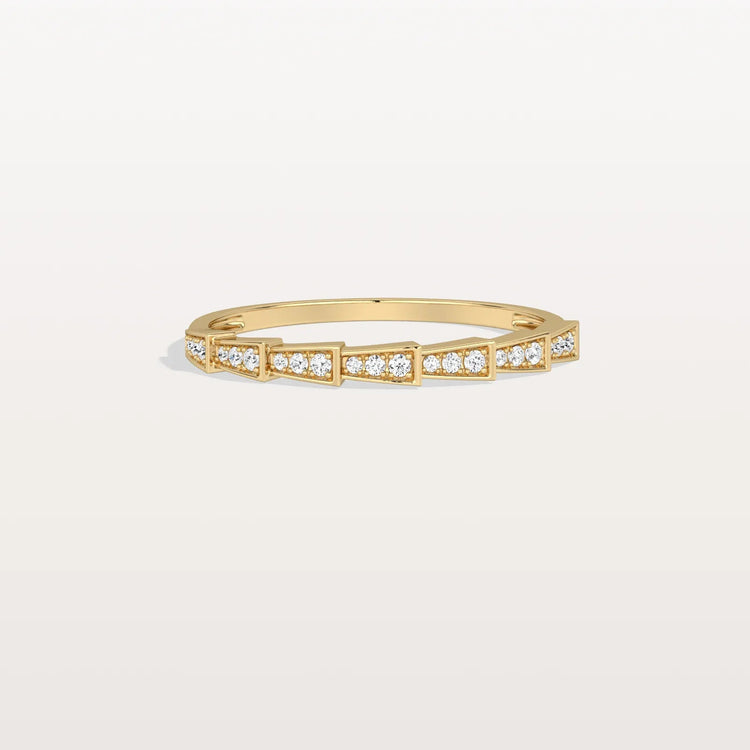 14K Gold/Platinum Stackable Pave Ring with Lab Diamonds - Viper Inspired - Rings