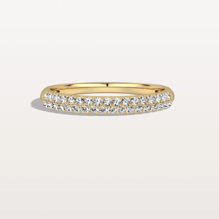 Half Eternity Pave Lab Diamond Ring - Stackable 14K Gold/Platinum Band - Rings
