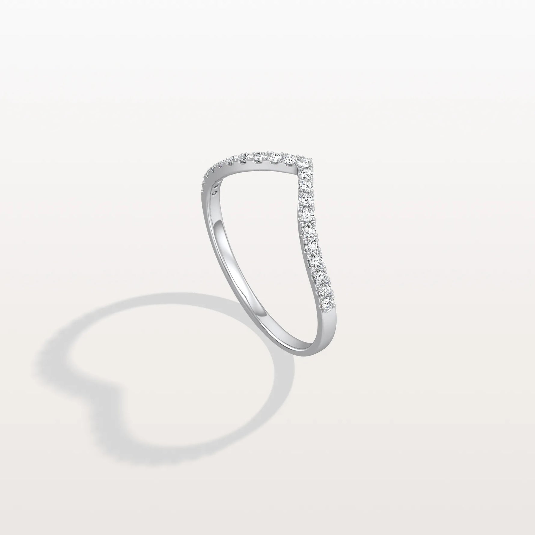 Lab Diamonds V - Shaped Wedding Band in 14K Gold/Platinum - Rings