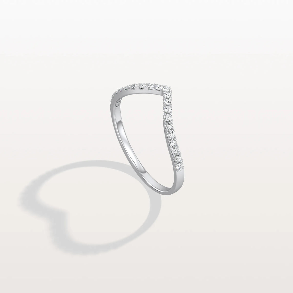 Lab Diamonds V - Shaped Wedding Band in 14K Gold/Platinum - Rings