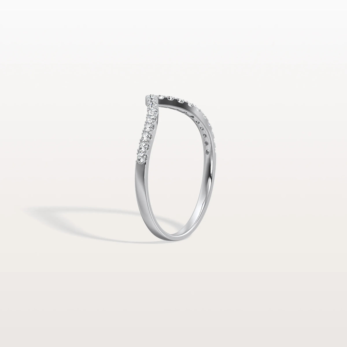 Lab Diamonds V - Shaped Wedding Band in 14K Gold/Platinum - Rings