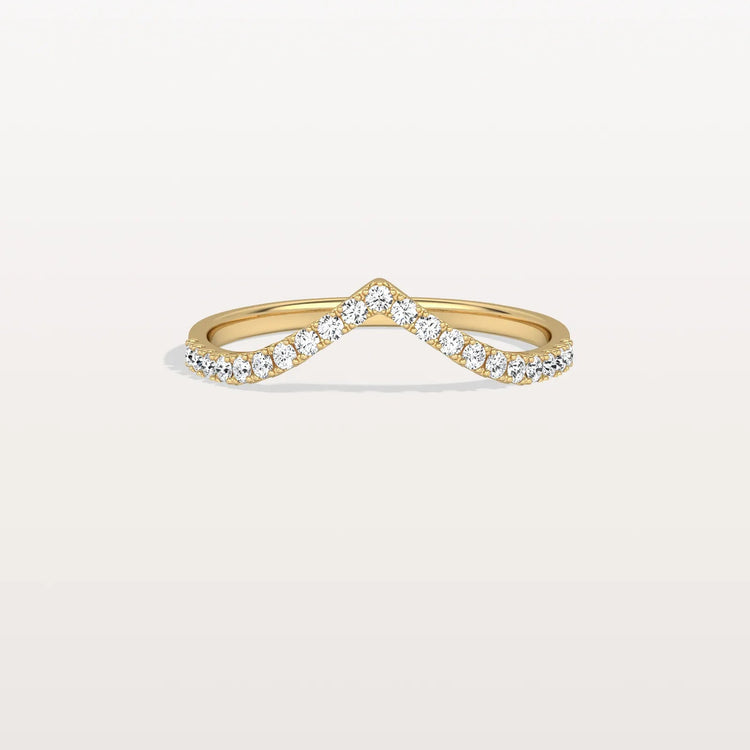 Lab Diamonds V - Shaped Wedding Band in 14K Gold/Platinum - Rings