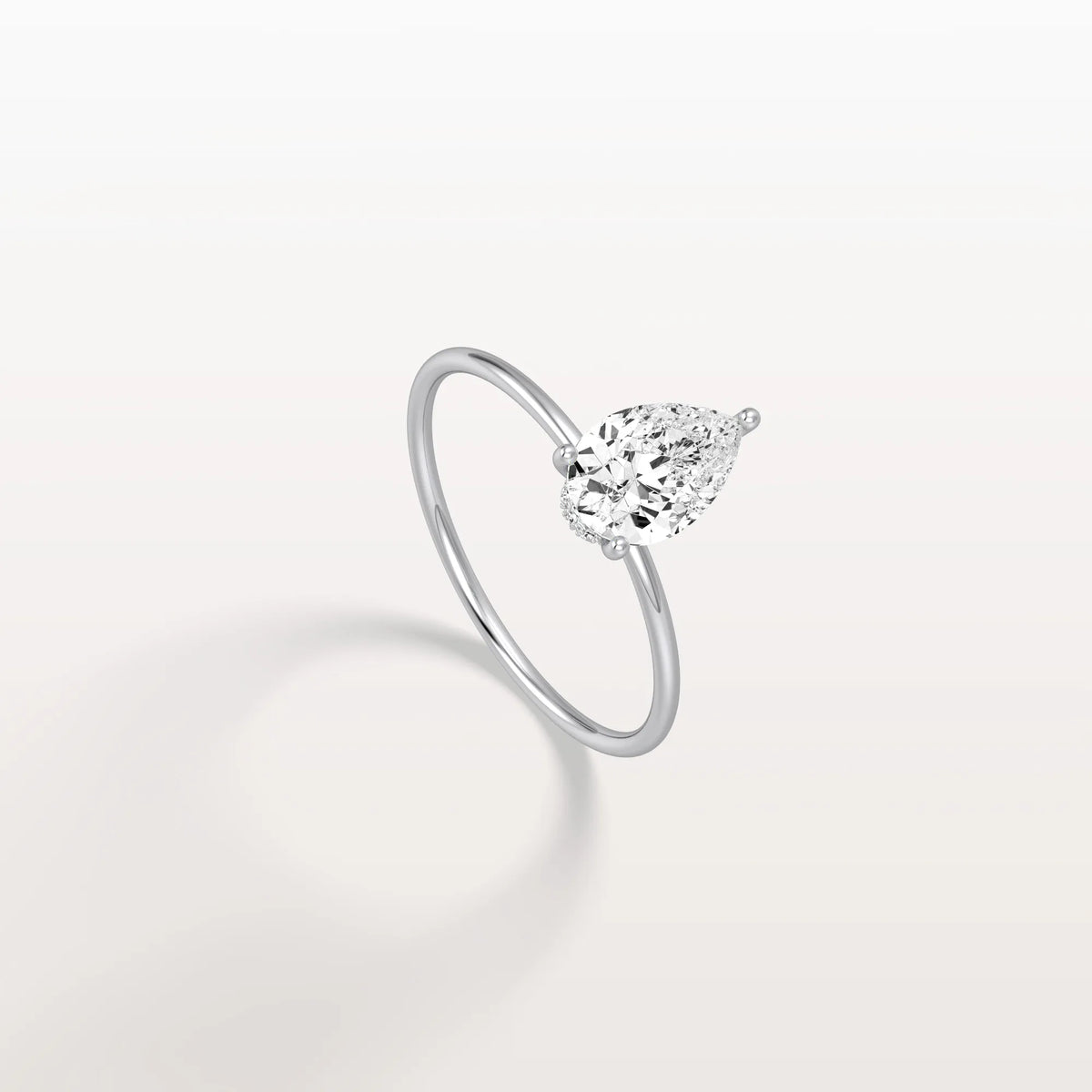 Double Hidden Halo Promise Ring with 1CT Pear Lab Grown Diamond - Rings