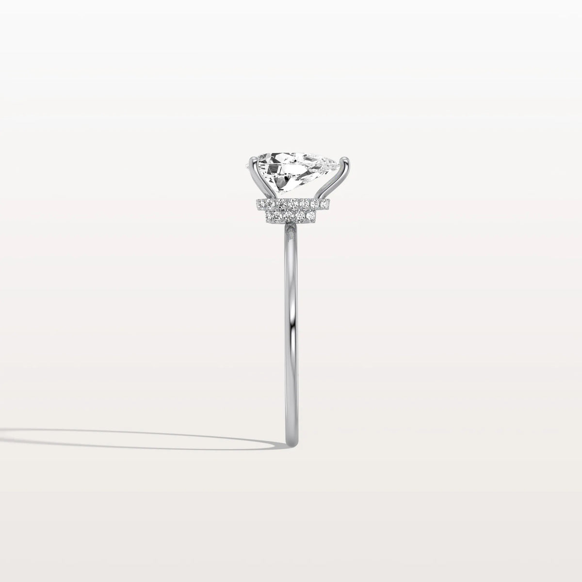 Double Hidden Halo Promise Ring with 1CT Pear Lab Grown Diamond - Rings