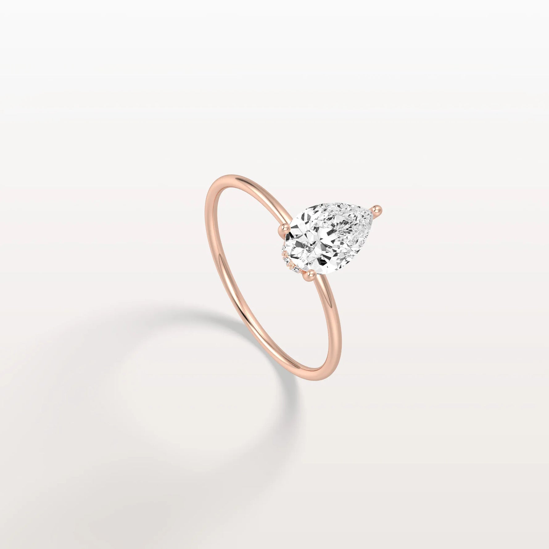 Double Hidden Halo Promise Ring with 1CT Pear Lab Grown Diamond - Rings