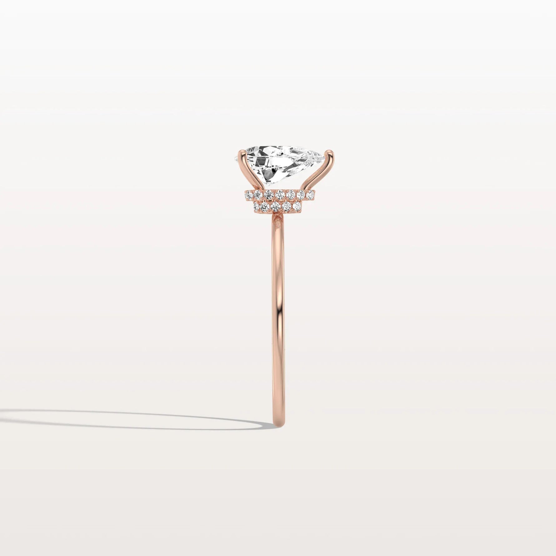 Double Hidden Halo Promise Ring with 1CT Pear Lab Grown Diamond - Rings