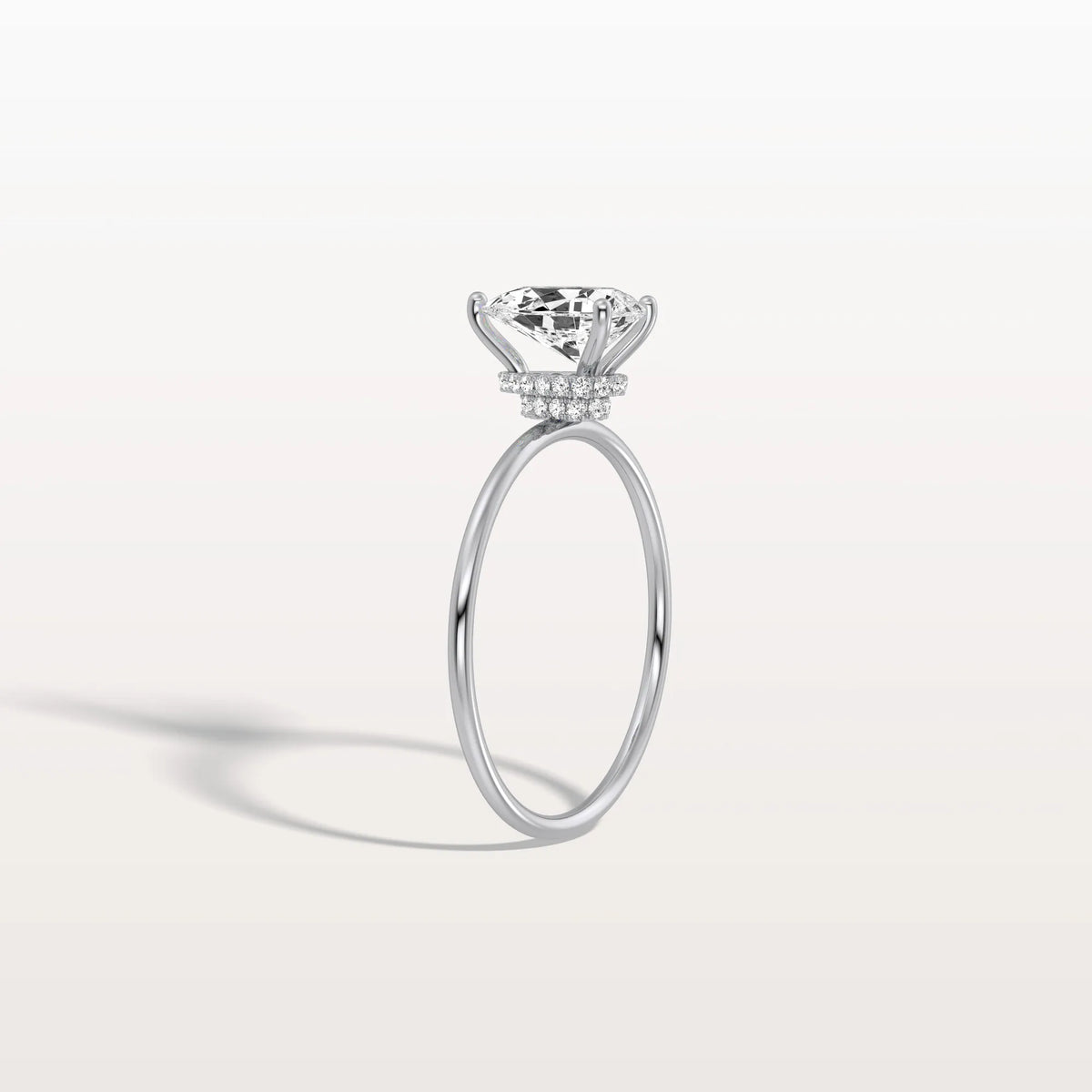 Double Hidden Halo Promise Ring with 1CT Pear Lab Grown Diamond - Rings