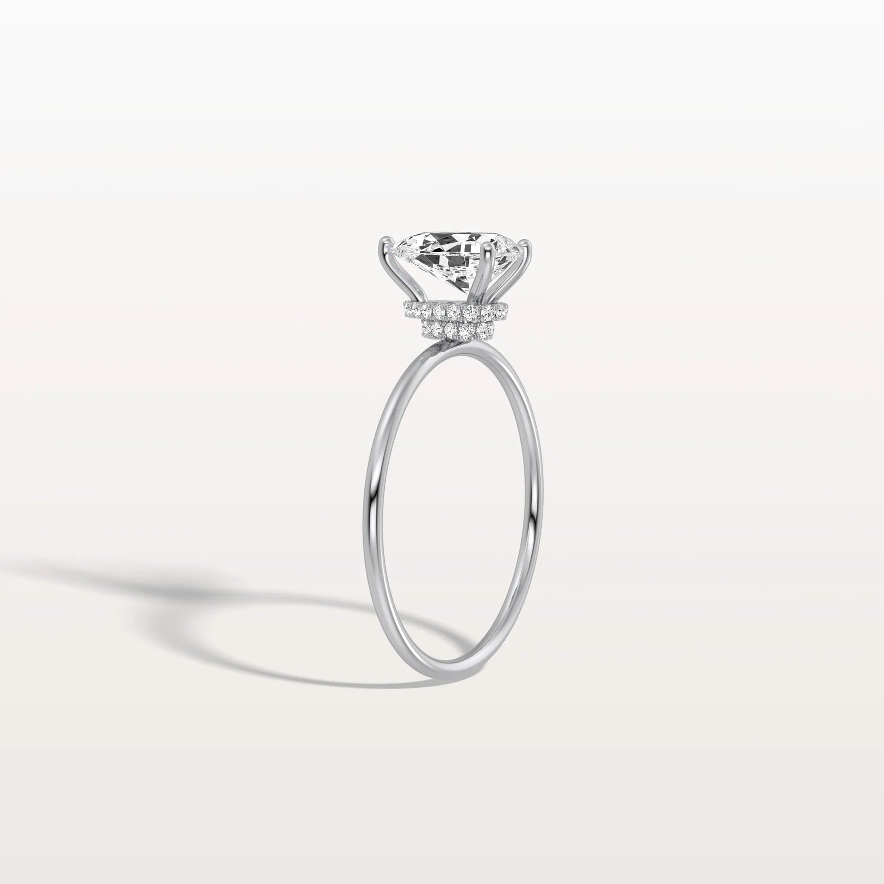 Double Hidden Halo Promise Ring with 1CT Pear Lab Grown Diamond - Rings