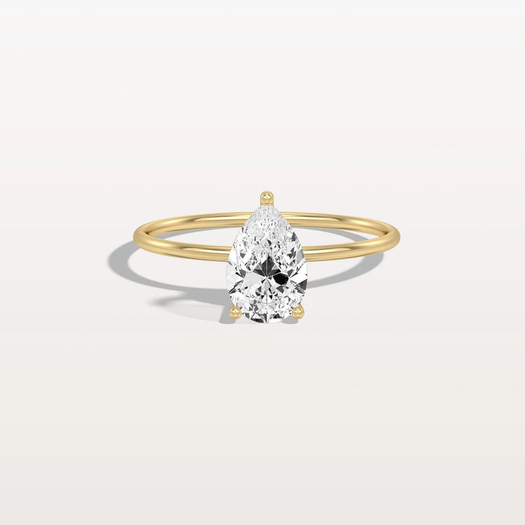 Double Hidden Halo Promise Ring with 1CT Pear Lab Grown Diamond - Rings