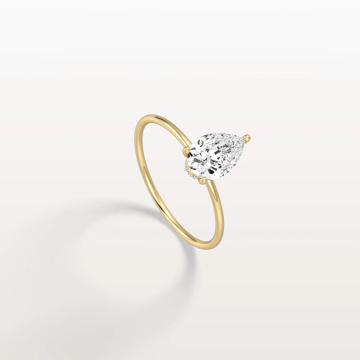 Double Hidden Halo Promise Ring with 1CT Pear Lab Grown Diamond - Rings
