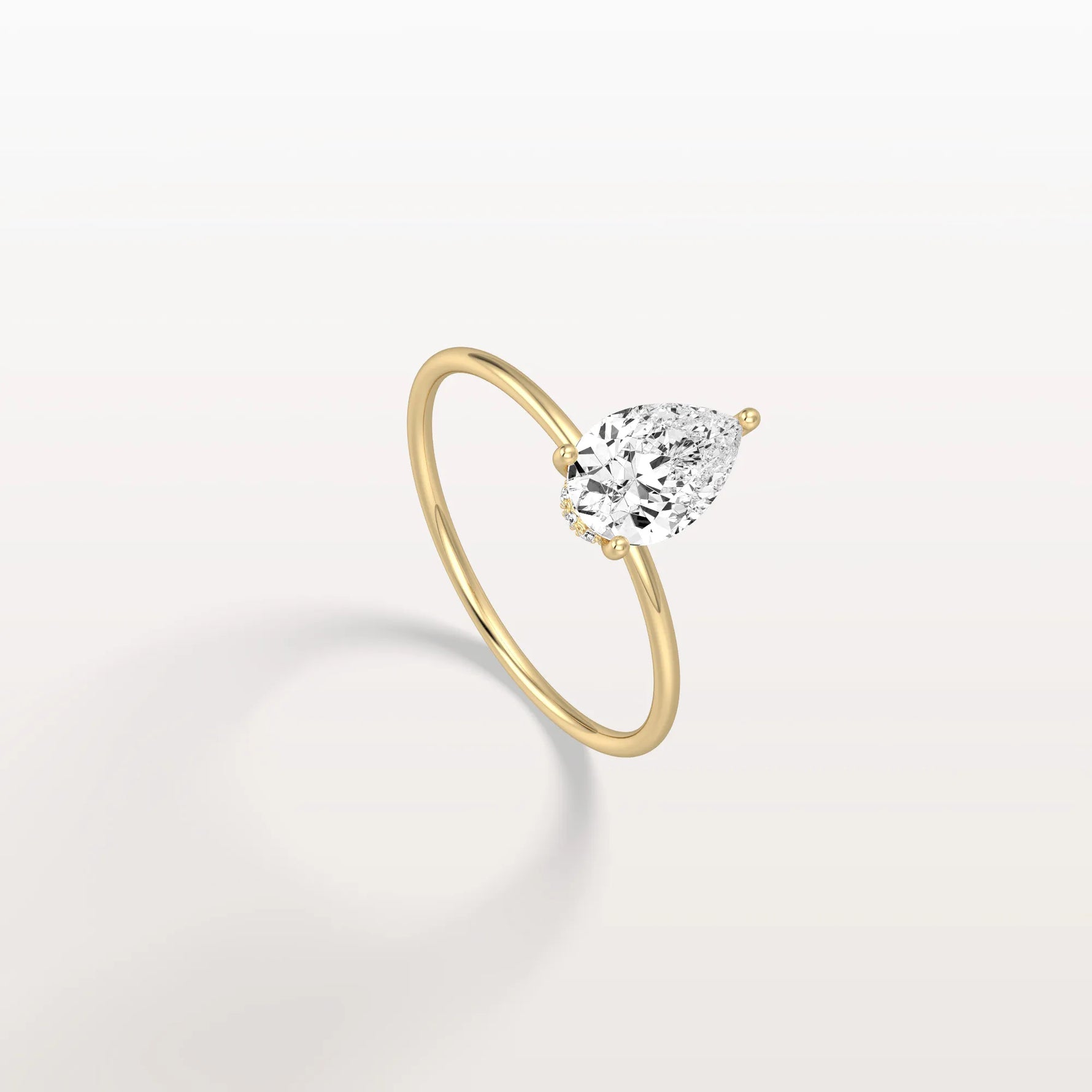 Double Hidden Halo Promise Ring with 1CT Pear Lab Grown Diamond - Rings