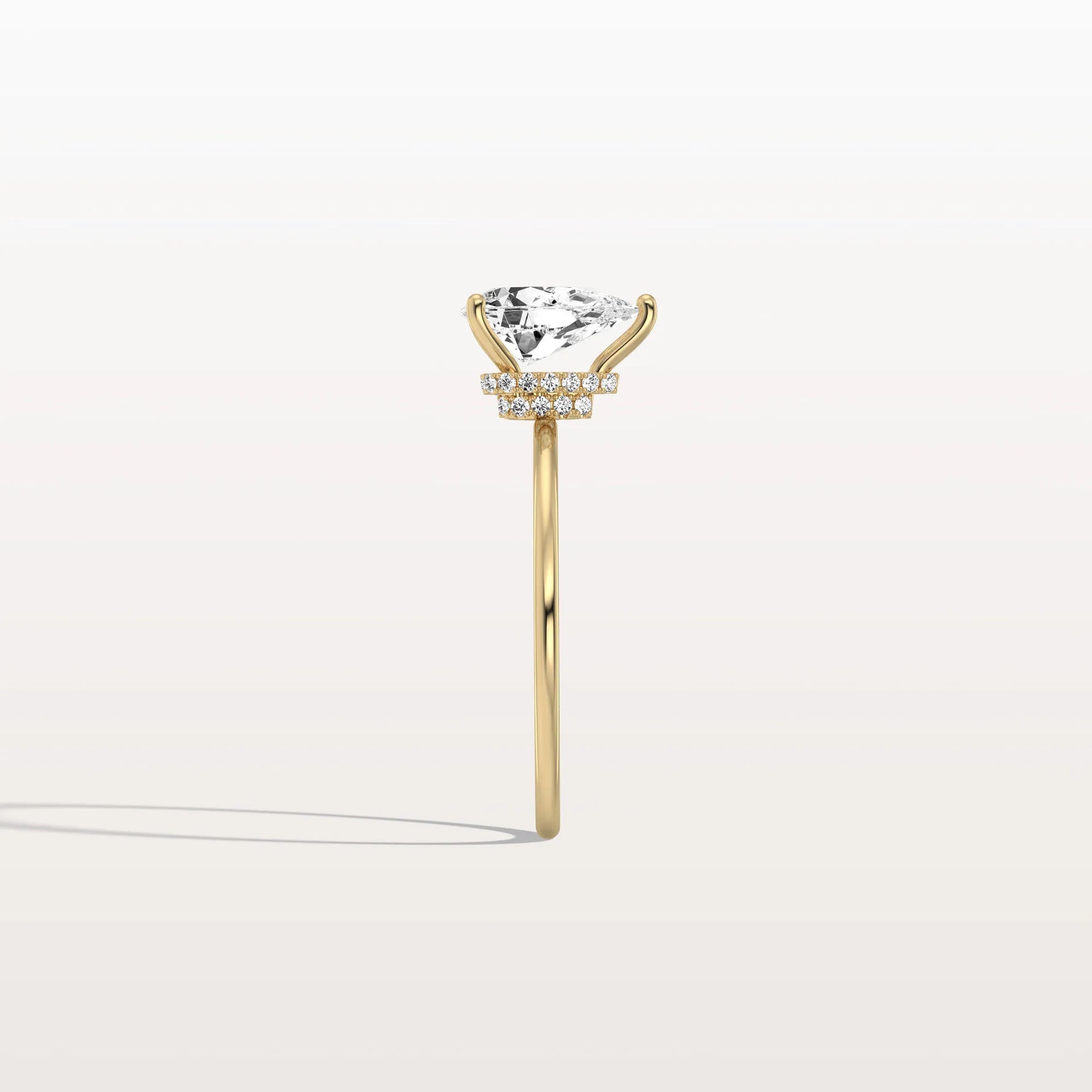 Double Hidden Halo Promise Ring with 1CT Pear Lab Grown Diamond - Rings