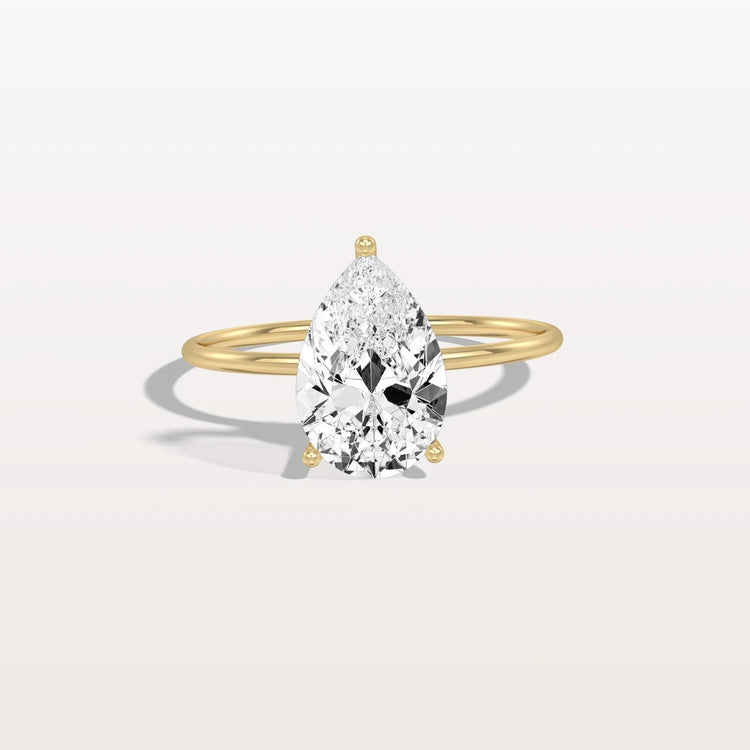 Double Hidden Halo Promise Ring with 2CT Pear Lab Grown Diamond - Rings