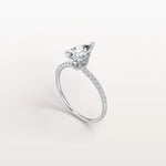 1CT Pear Lab Diamond Engagement Ring–Pave Band in 14K Gold - Rings