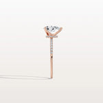 1CT Pear Lab Diamond Engagement Ring–Pave Band in 14K Gold - Rings