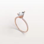 1CT Pear Lab Diamond Engagement Ring–Pave Band in 14K Gold - Rings