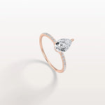 1CT Pear Lab Diamond Engagement Ring–Pave Band in 14K Gold - Rings