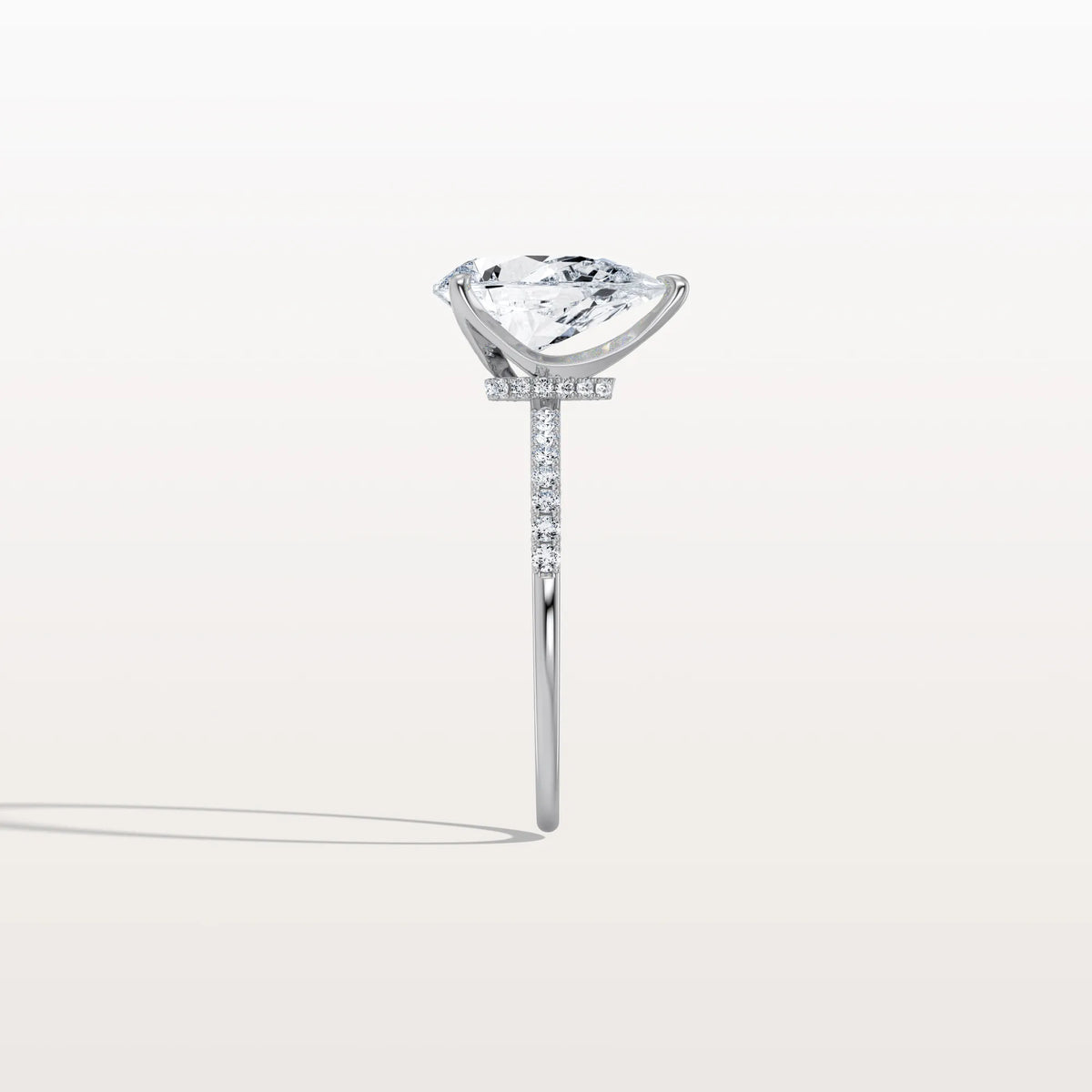 2CT Pear Lab Diamond Engagement Ring–Pave Band in 14K Gold - Rings