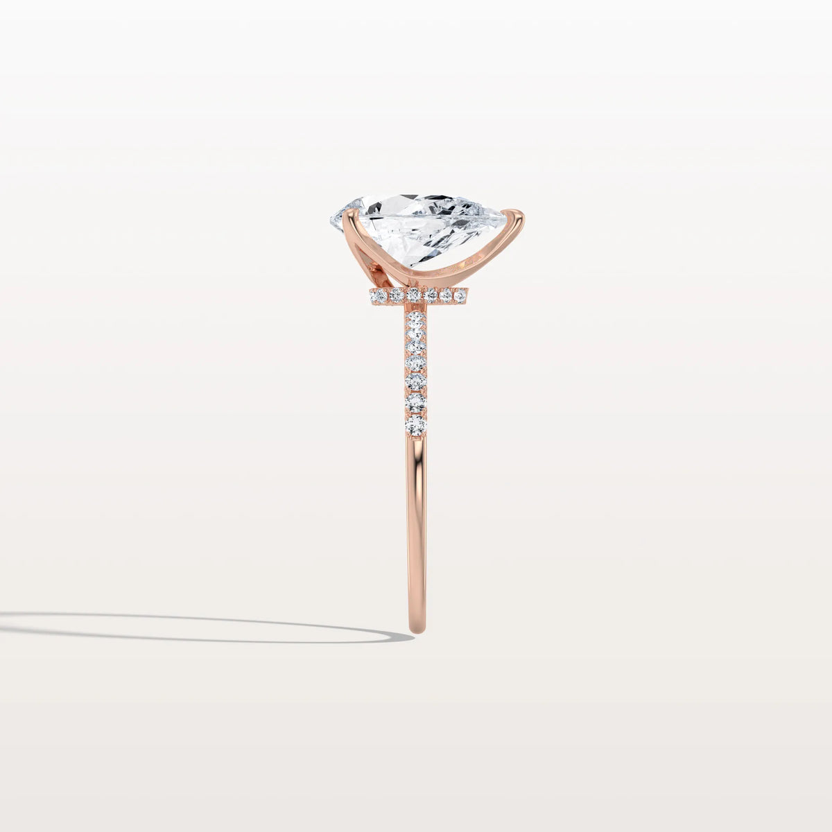 2CT Pear Lab Diamond Engagement Ring–Pave Band in 14K Gold - Rings