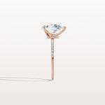 2CT Pear Lab Diamond Engagement Ring–Pave Band in 14K Gold - Rings