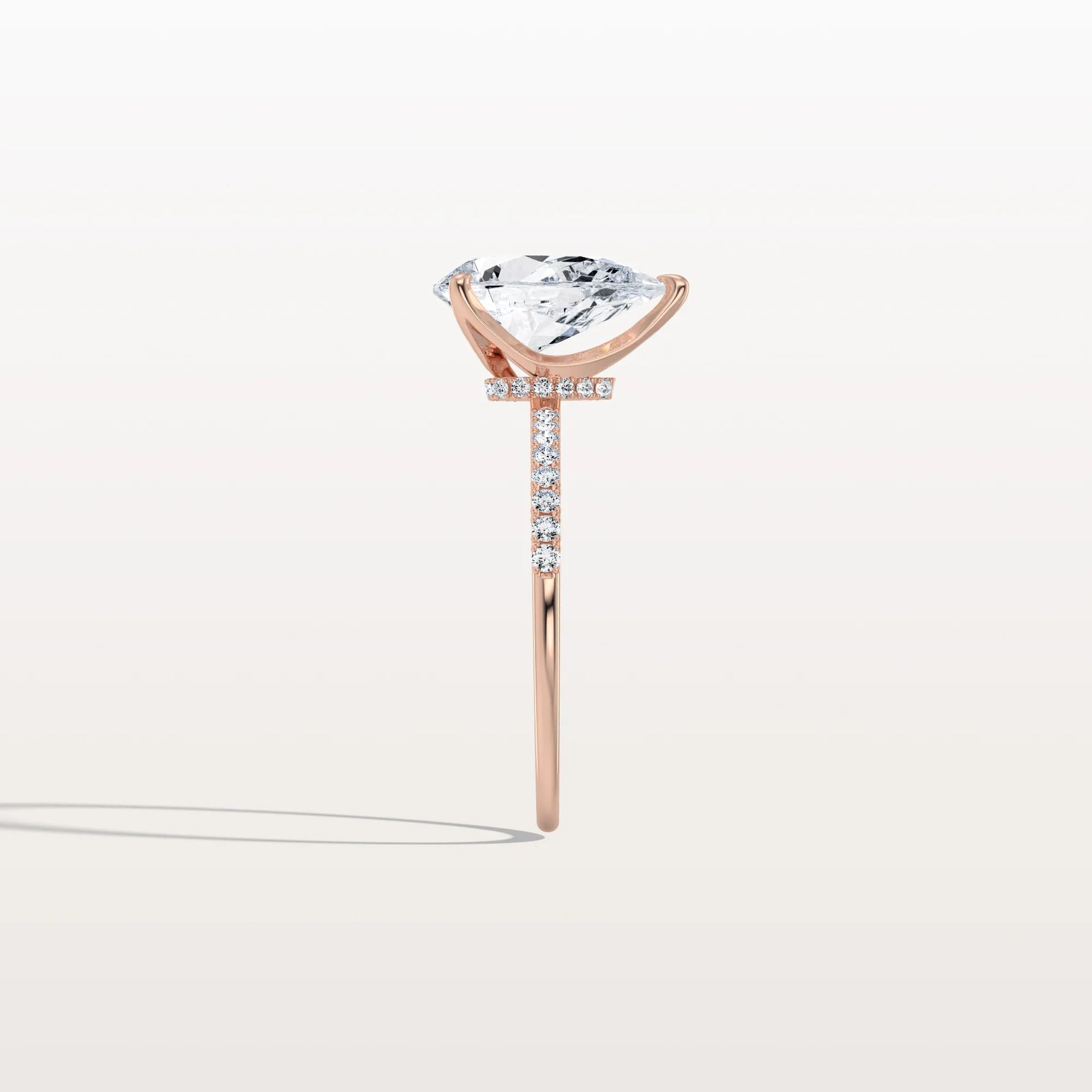 2CT Pear Lab Diamond Engagement Ring–Pave Band in 14K Gold - Rings