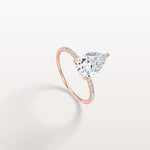 2CT Pear Lab Diamond Engagement Ring–Pave Band in 14K Gold - Rings
