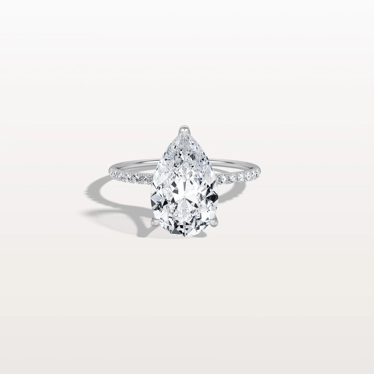 3CT Pear Lab Diamond Engagement Ring–Pave Band in 14K Gold - Rings