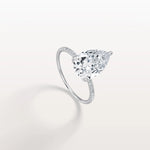 3CT Pear Lab Diamond Engagement Ring–Pave Band in 14K Gold - Rings