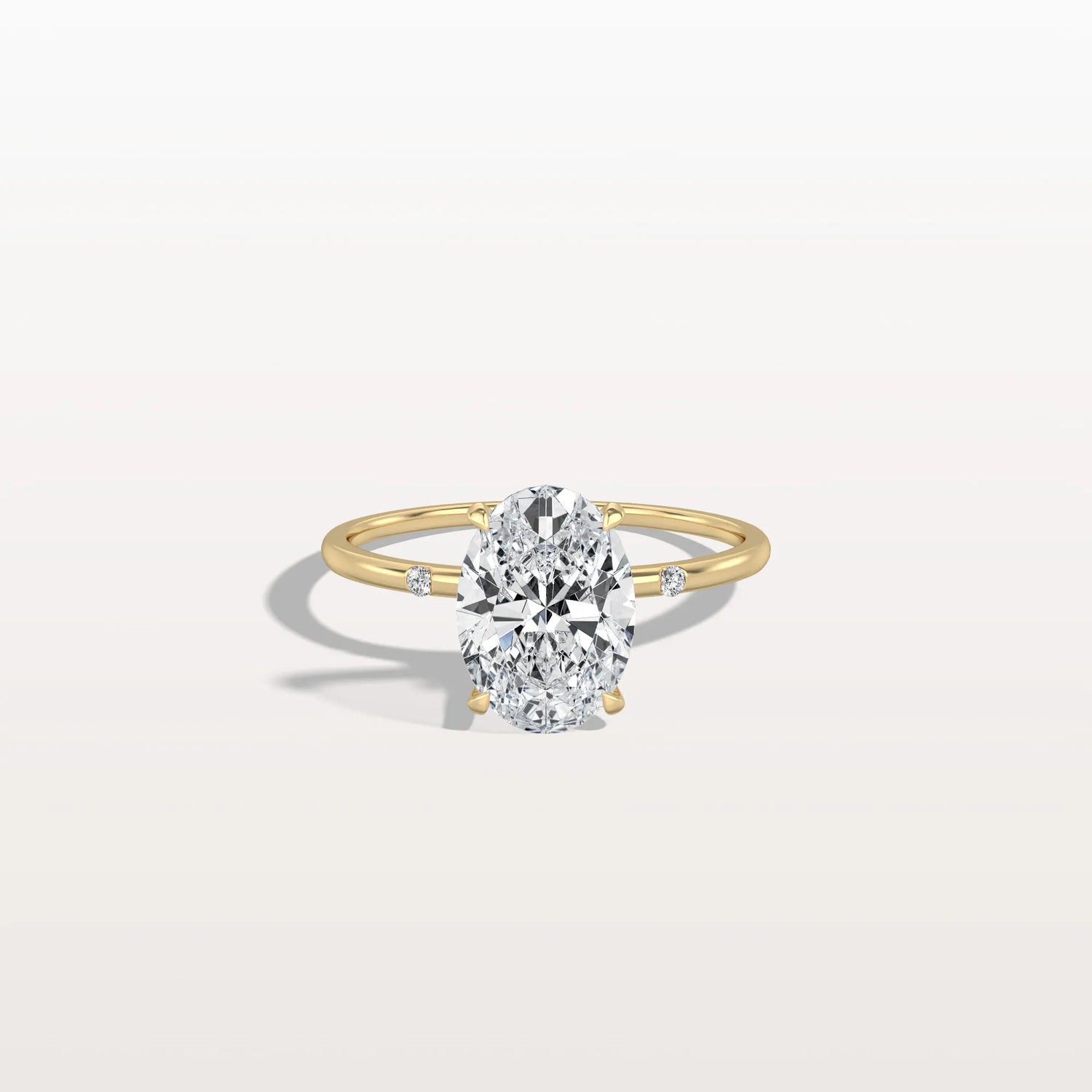 2CT Oval Lab Grown Diamond Hidden Halo Engagement Ring