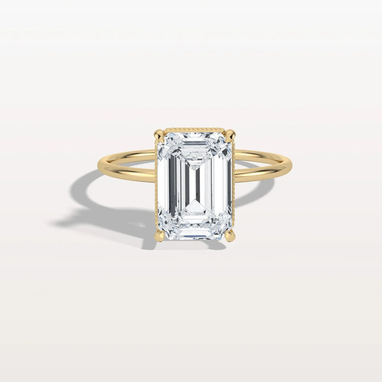 3CT Emerald Cut Lab Grown Diamond Engagement Ring - Rings