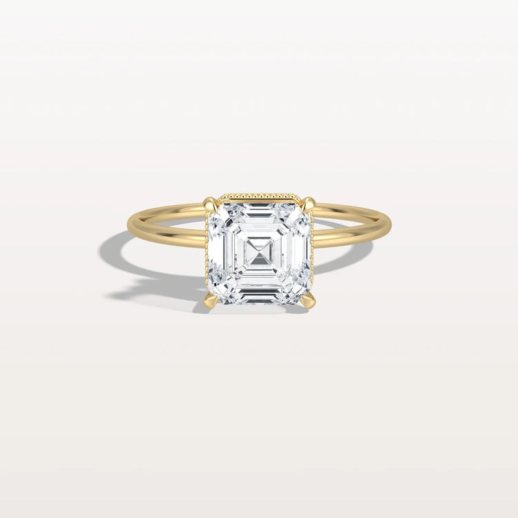 2CT Asscher Cut Lab Grown Diamond Ring With Basket Setting - Rings