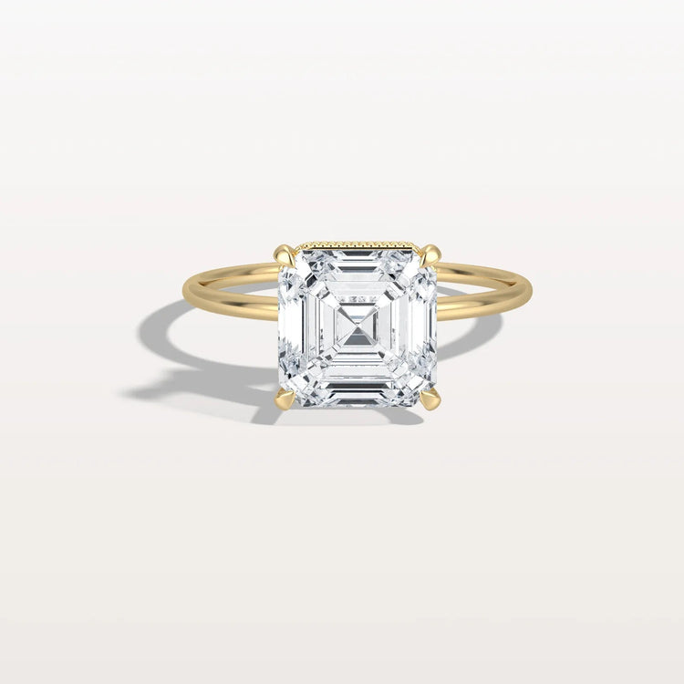 3CT Asscher Cut Lab Grown Diamond Ring With Basket Setting - Rings