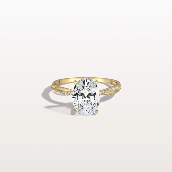 Amara丨2CT Oval Cut Lab Diamond Twisted Engagement Ring In Solid Gold/Platinum