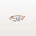 1CT Emeral Cut Lab Diamond Twisted Engagement Ring In Solid Gold/Platinum - Rings