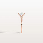 1CT Emeral Cut Lab Diamond Twisted Engagement Ring In Solid Gold/Platinum - Rings