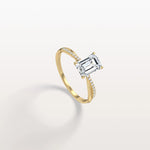 1CT Emeral Cut Lab Diamond Twisted Engagement Ring In Solid Gold/Platinum - Rings